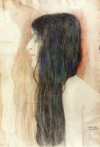 Girl with Long Hair, with a sketch for 'Nude Veritas