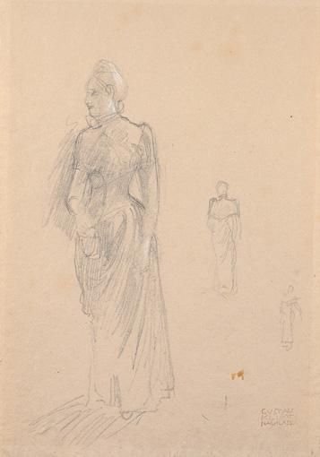 Stehende Dame Im Langen Kleid Nach Links (Standing Female Figure In A Long Dress Facing Left)