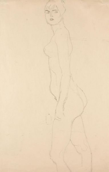 Akt Nach Links, Studie Fur 'Die Freundinnen' (Nude Turned To The Left, Study For 'Die Freundinnen')