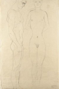 Athlet Im Profil Nach Rechts, Frauenakt Von Vorne (Athlete In Profile Facing Right, Female Nude Seen From The Front)