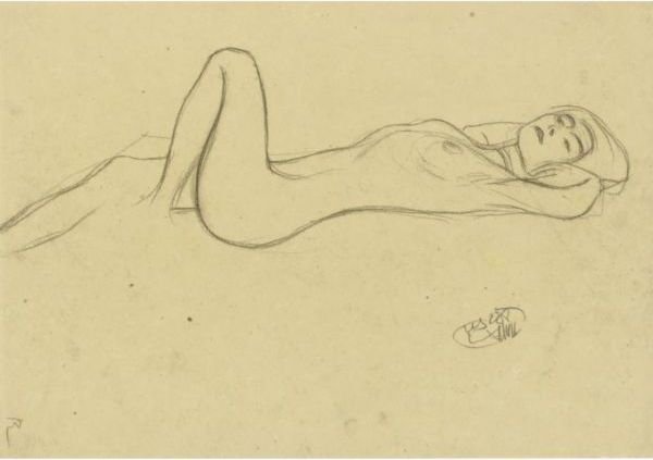 Lying Female Nude With Positioned Left Leg