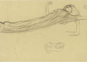 Two Studies Of A Floating Draped Figure To The Right