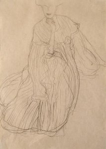 Study For The Portrait Of Adele Bloch-Bauer Seated, From The Front, Her Right Hand Supporting Her Chin