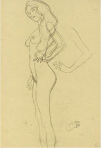 Standing Female Nude To The Left, Arm Study