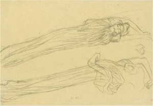 Two Studies Of A Floating Draped Figure To The Right