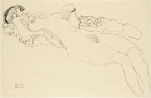 Liegender Madchenakt Nach Links (Reclining Female Nude Facing Left)