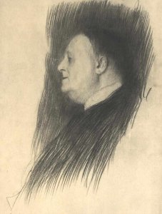 Portrait of a man heading left